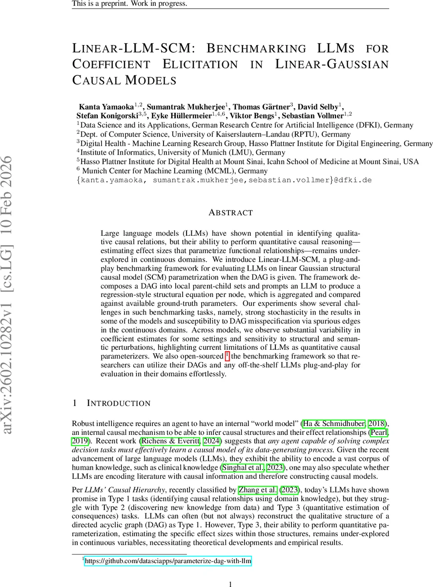 Linear-LLM-SCM: Benchmarking LLMs for Coefficient Elicitation in Linear-Gaussian Causal Models
