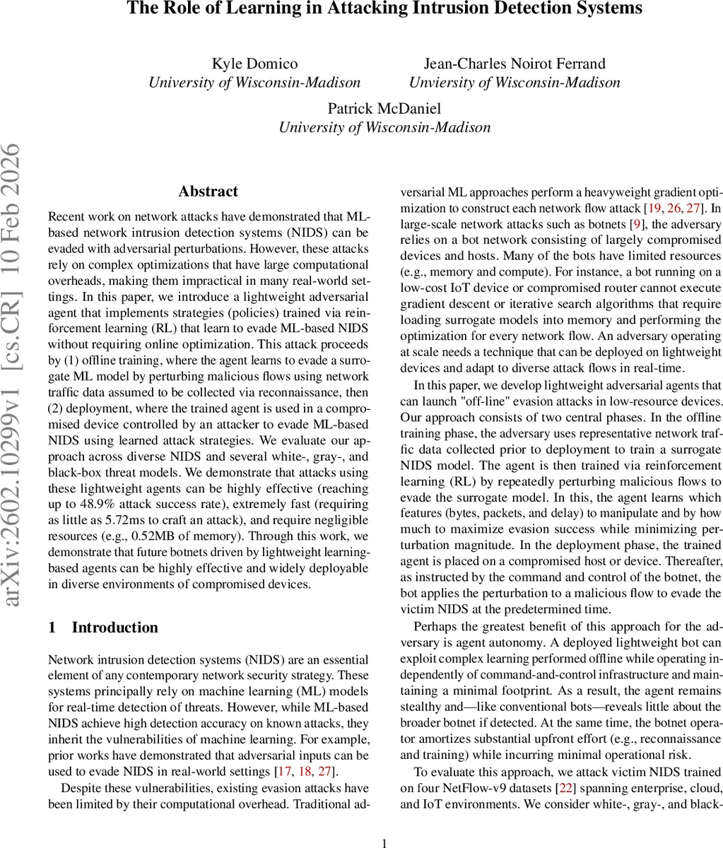 The Role of Learning in Attacking Intrusion Detection Systems