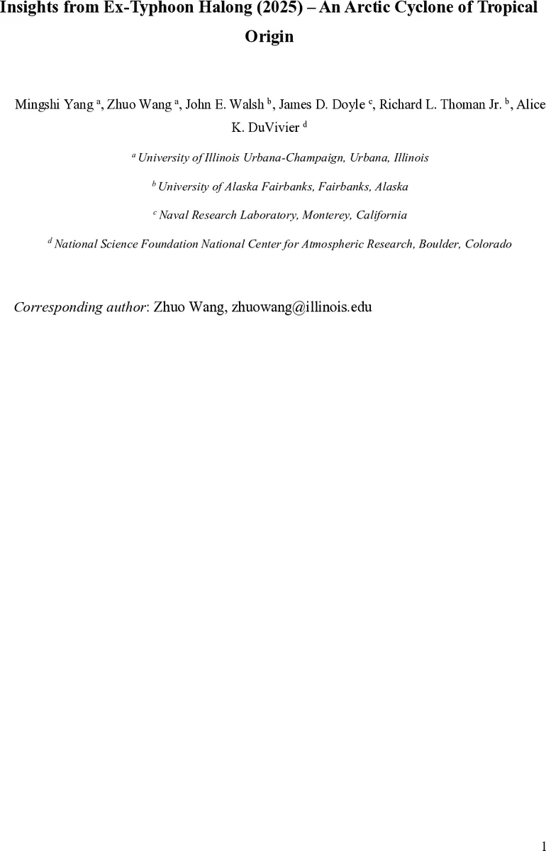 Insights from Ex-Typhoon Halong (2025) -- An Arctic Cyclone of Tropical Origin