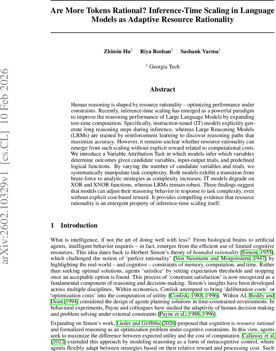 Are More Tokens Rational? Inference-Time Scaling in Language Models as Adaptive Resource Rationality