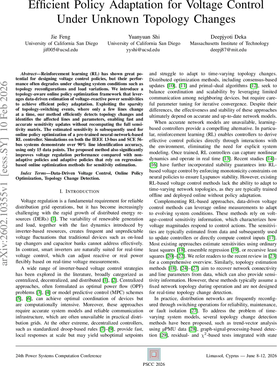 Efficient Policy Adaptation for Voltage Control Under Unknown Topology Changes