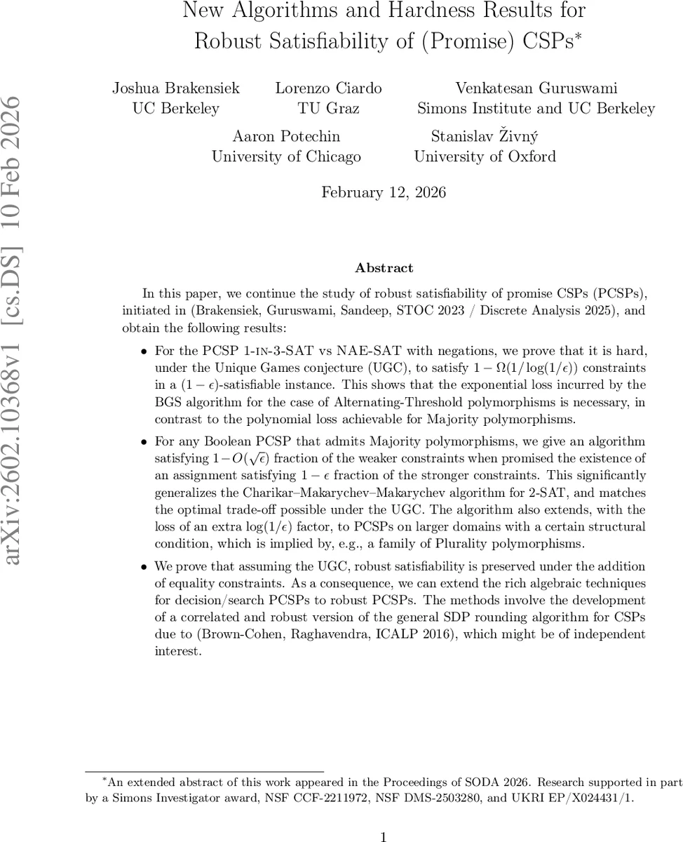 New Algorithms and Hardness Results for Robust Satisfiability of (Promise) CSPs
