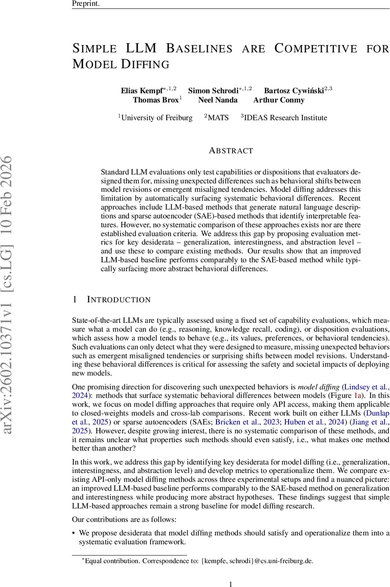 Simple LLM Baselines are Competitive for Model Diffing