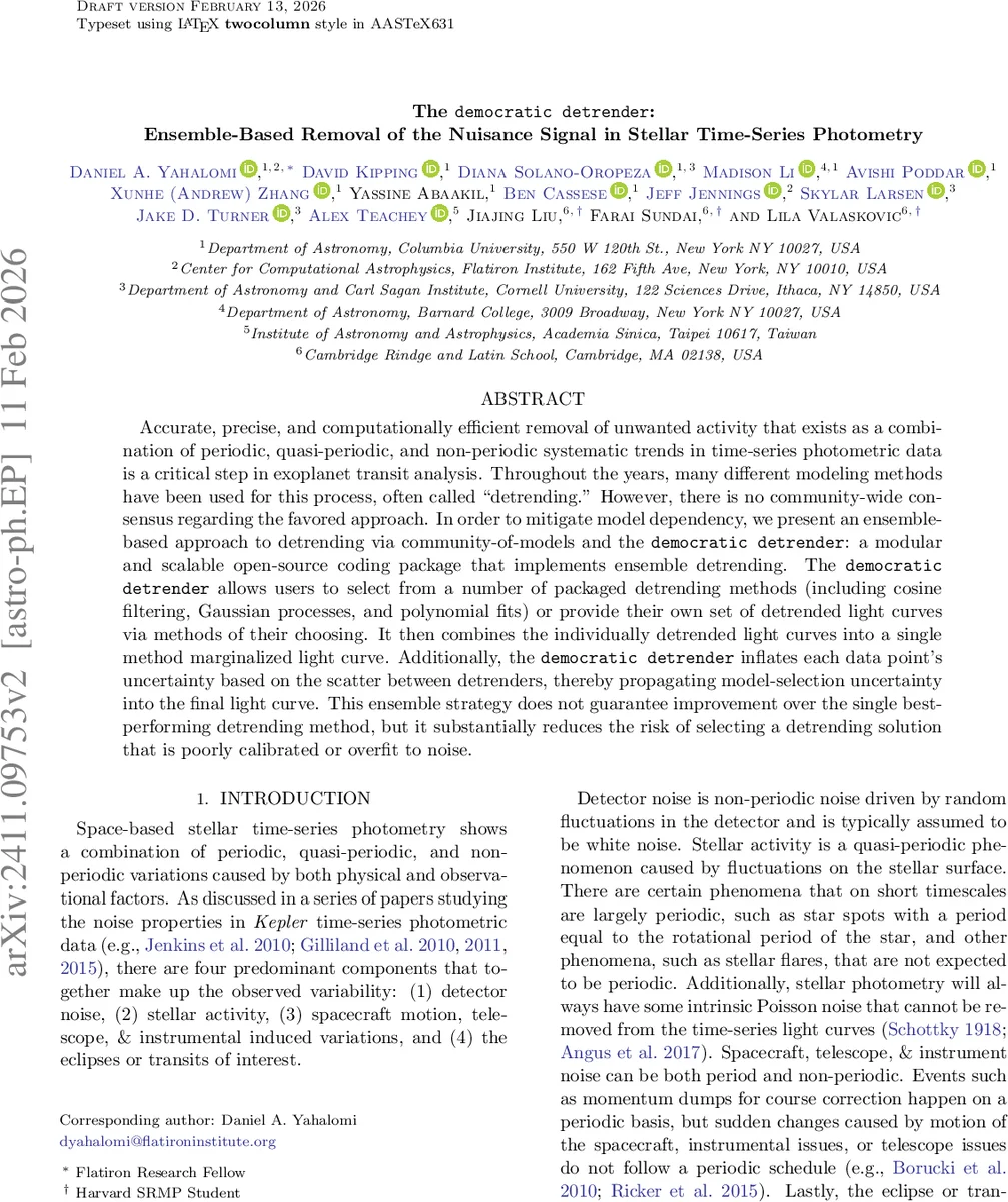 The democratic detrender: Ensemble-Based Removal of the Nuisance Signal in Stellar Time-Series Photometry