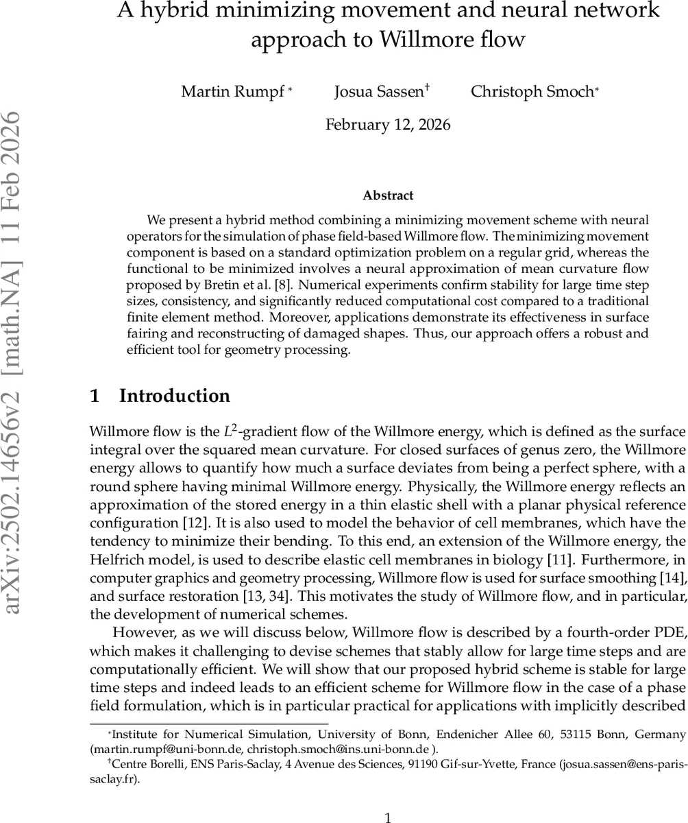 A hybrid minimizing movement and neural network approach to Willmore flow