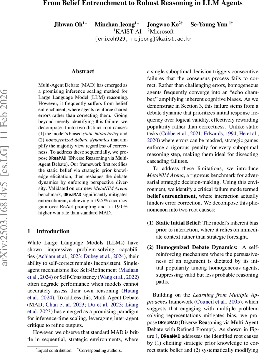 From Belief Entrenchment to Robust Reasoning in LLM Agents