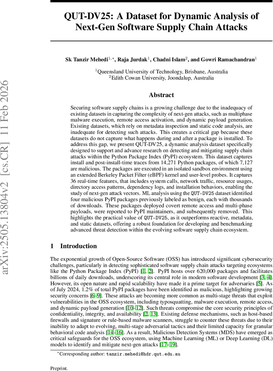 QUT-DV25: A Dataset for Dynamic Analysis of Next-Gen Software Supply Chain Attacks