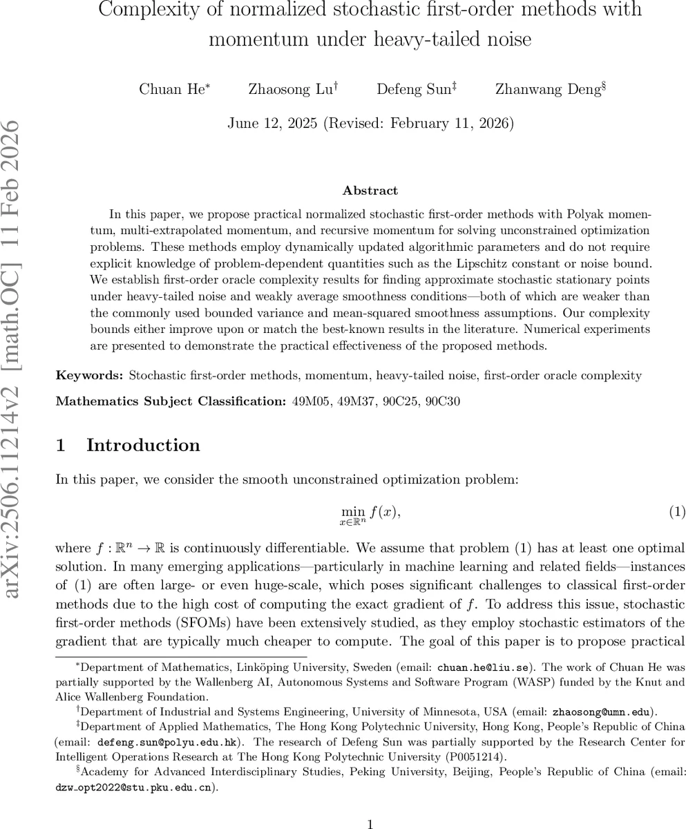 Complexity of normalized stochastic first-order methods with momentum under heavy-tailed noise