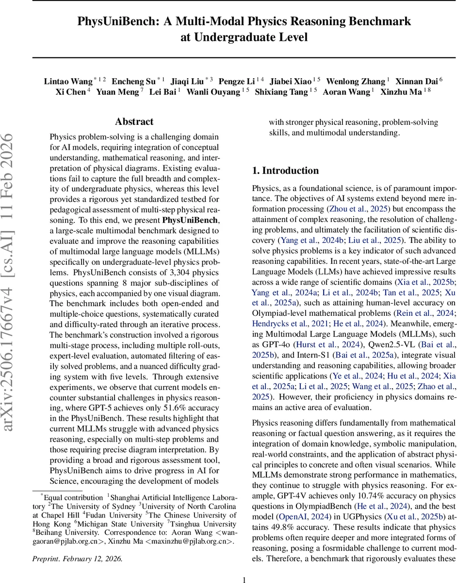 PhysUniBench: A Multi-Modal Physics Reasoning Benchmark at Undergraduate Level