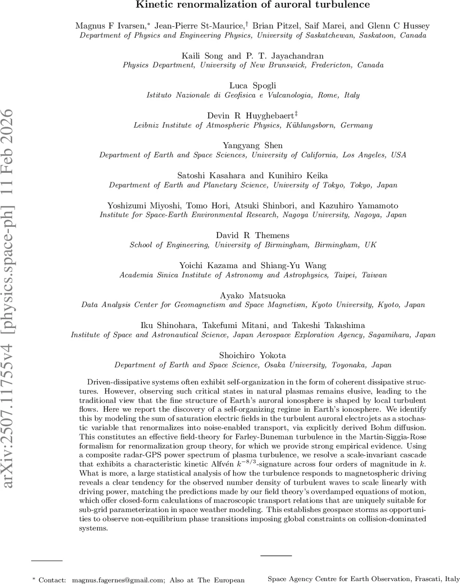 Kinetic renormalization of auroral turbulence