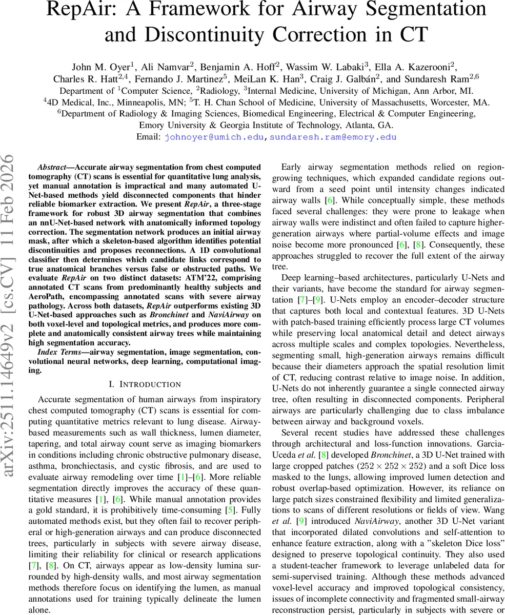 RepAir: A Framework for Airway Segmentation and Discontinuity Correction in CT