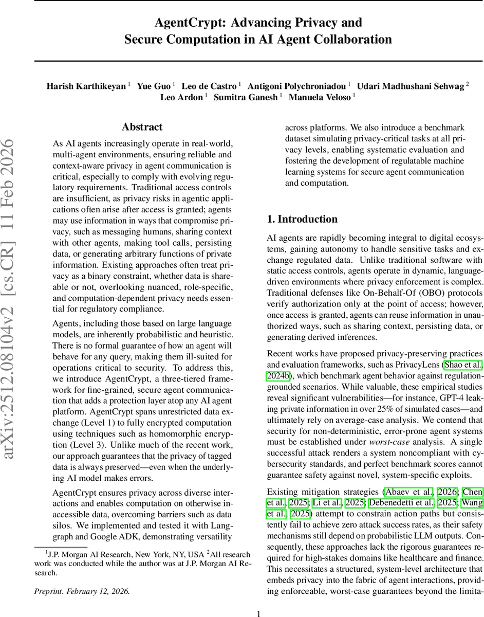 AgentCrypt: Advancing Privacy and (Secure) Computation in AI Agent Collaboration