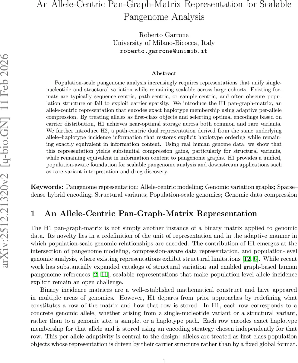 An Allele-Centric Pan-Graph-Matrix Representation for Scalable Pangenome Analysis