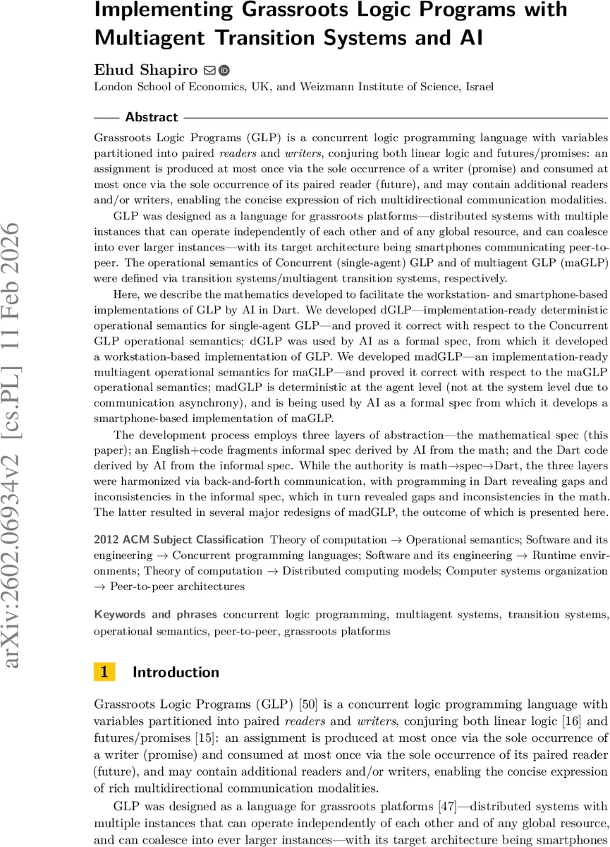 Implementing Grassroots Logic Programs with Multiagent Transition Systems and AI