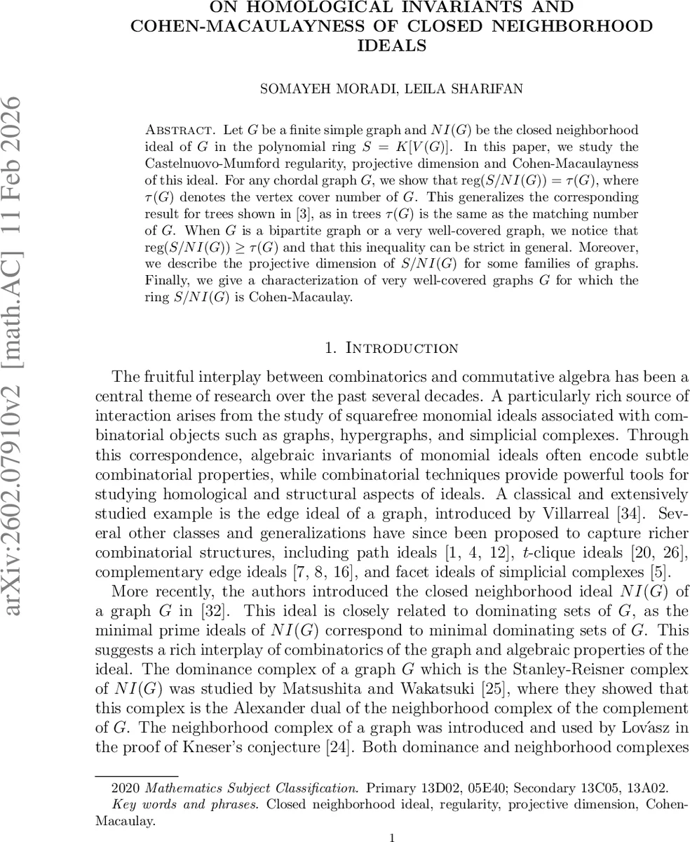 On homological invariants and Cohen-Macaulayness of closed neighborhood ideals