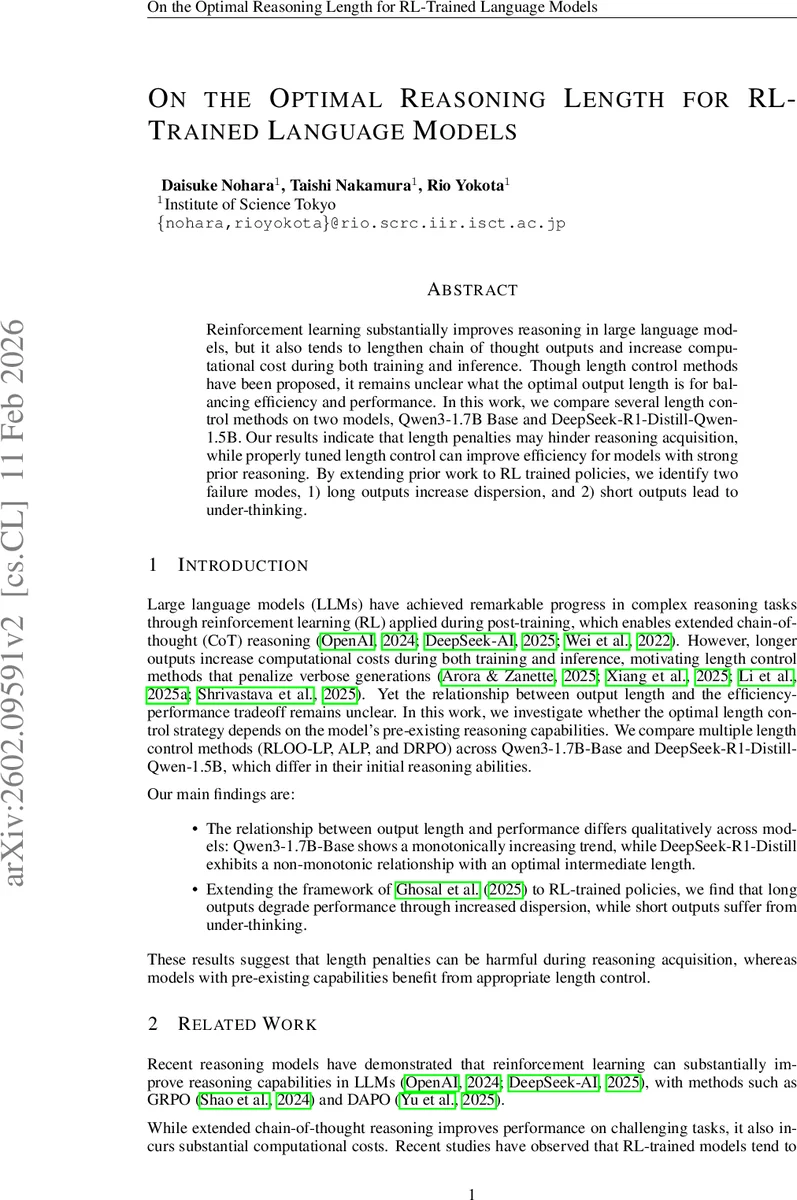 On the Optimal Reasoning Length for RL-Trained Language Models