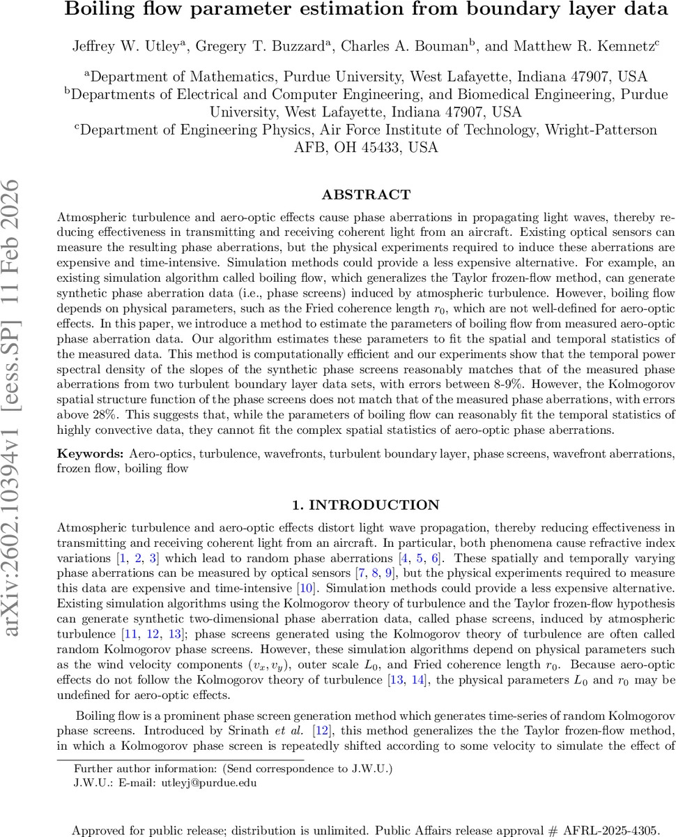 Boiling flow parameter estimation from boundary layer data