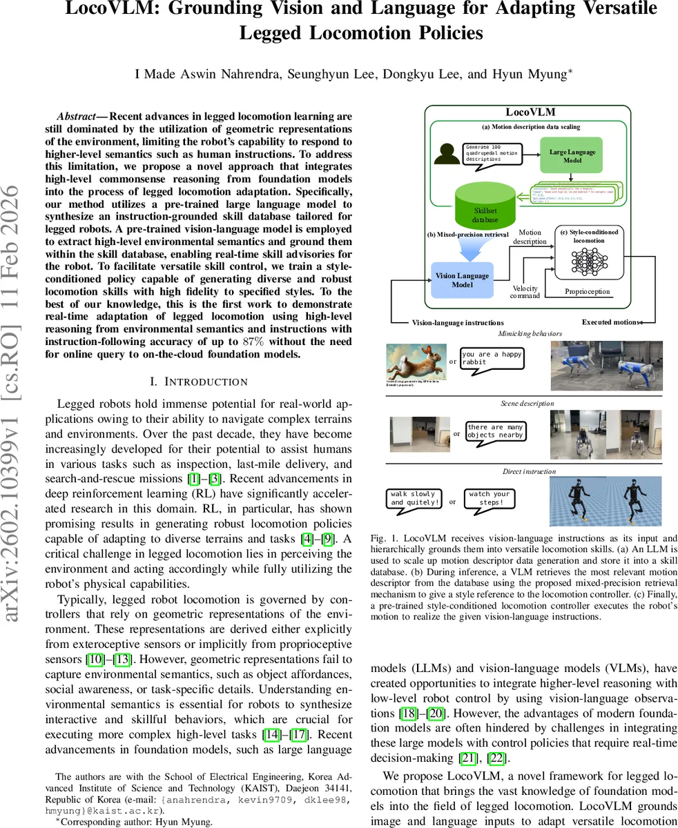 LocoVLM: Grounding Vision and Language for Adapting Versatile Legged Locomotion Policies