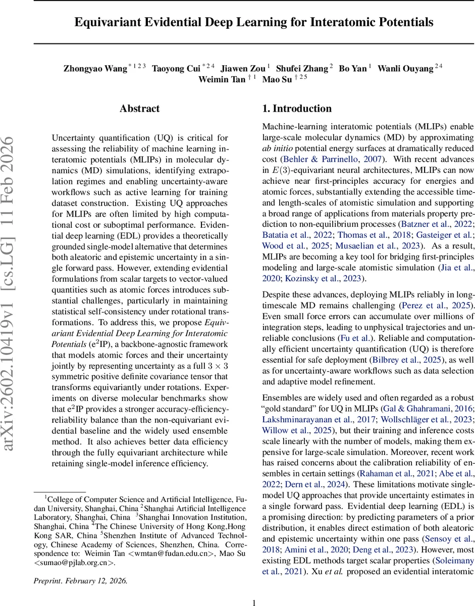 Equivariant Evidential Deep Learning for Interatomic Potentials