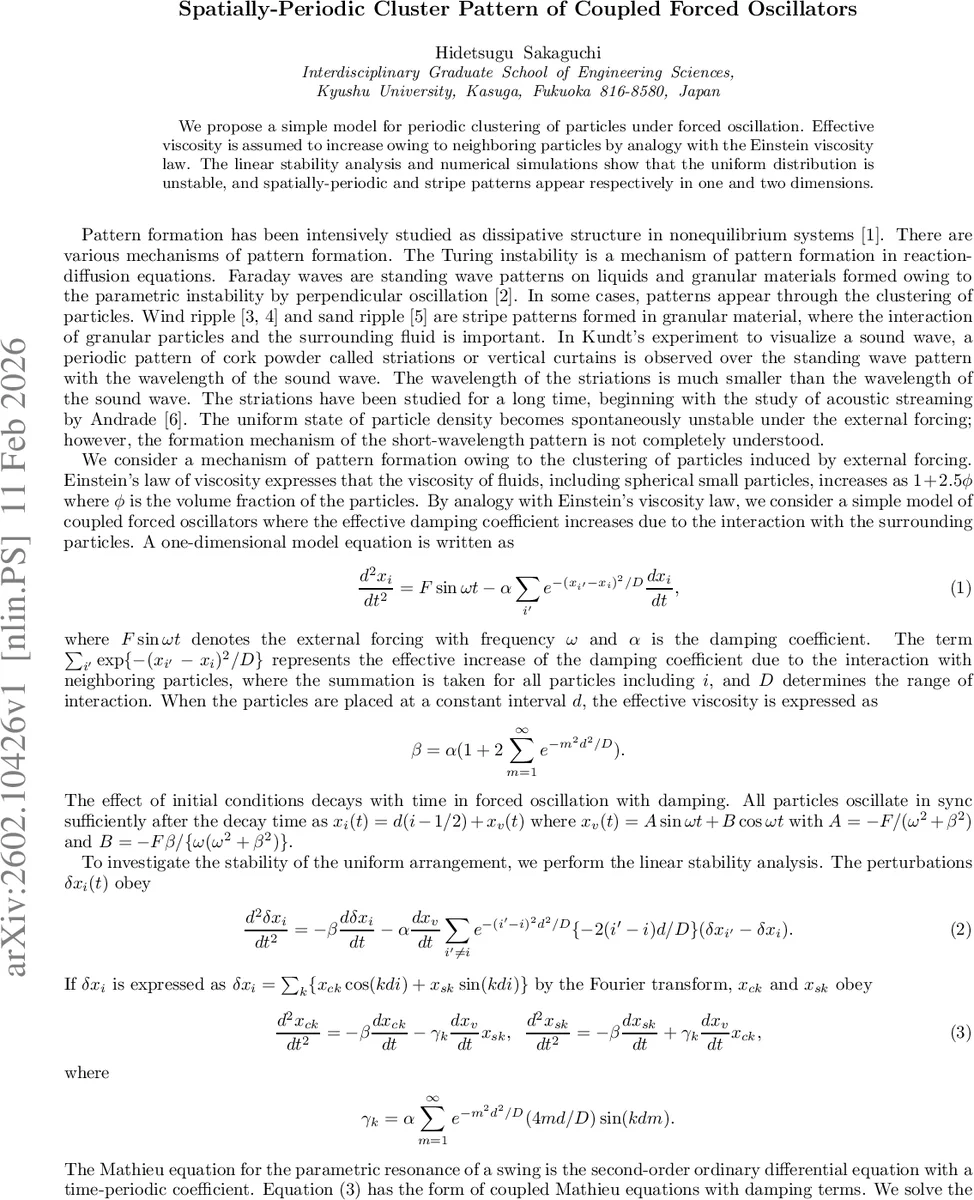 Spatially-Periodic Cluster Pattern of Coupled Forced Oscillators