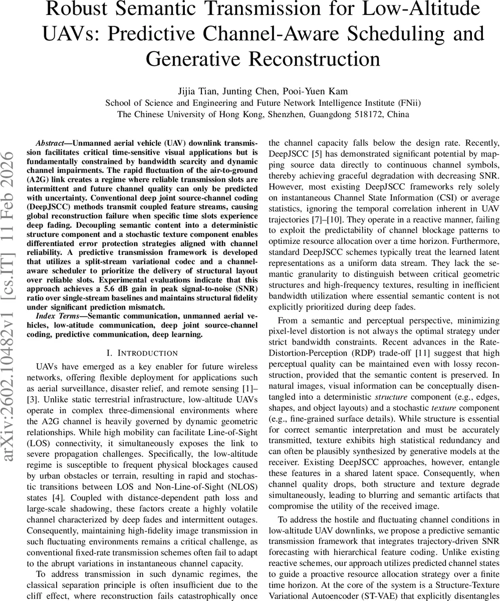 Robust Semantic Transmission for Low-Altitude UAVs: Predictive Channel-Aware Scheduling and Generative Reconstruction