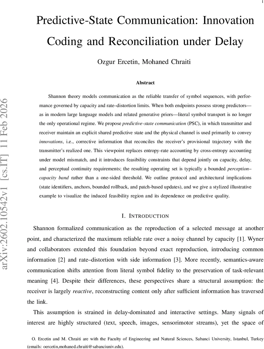 Predictive-State Communication: Innovation Coding and Reconciliation under Delay