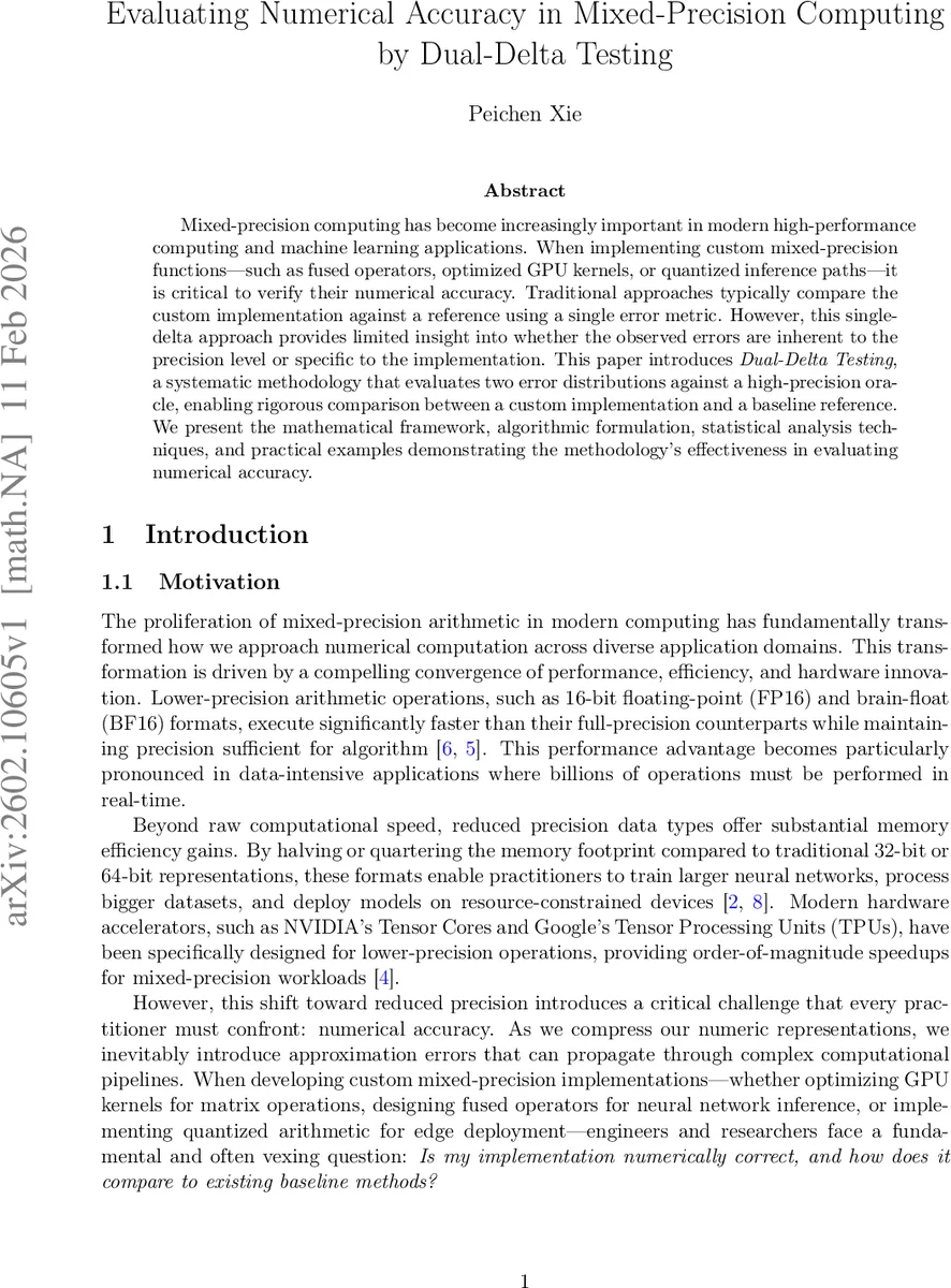 Evaluating Numerical Accuracy in Mixed-Precision Computing by Dual-Delta Testing