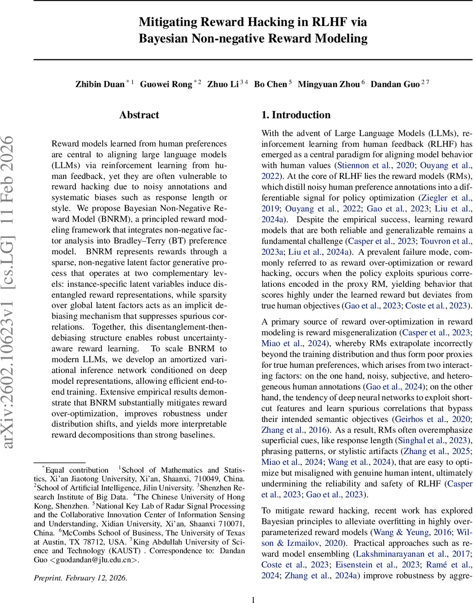Mitigating Reward Hacking in RLHF via Bayesian Non-negative Reward Modeling