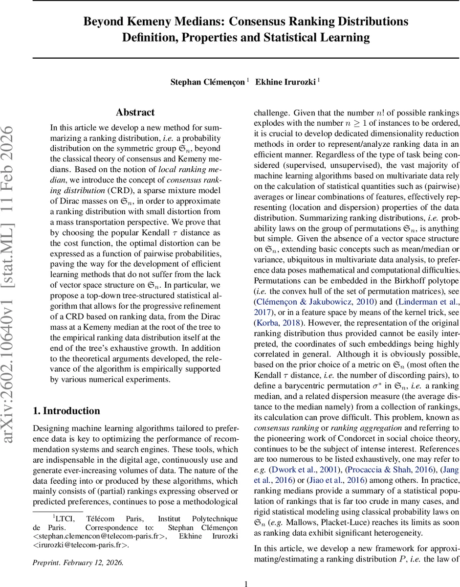 Beyond Kemeny Medians: Consensus Ranking Distributions Definition, Properties and Statistical Learning