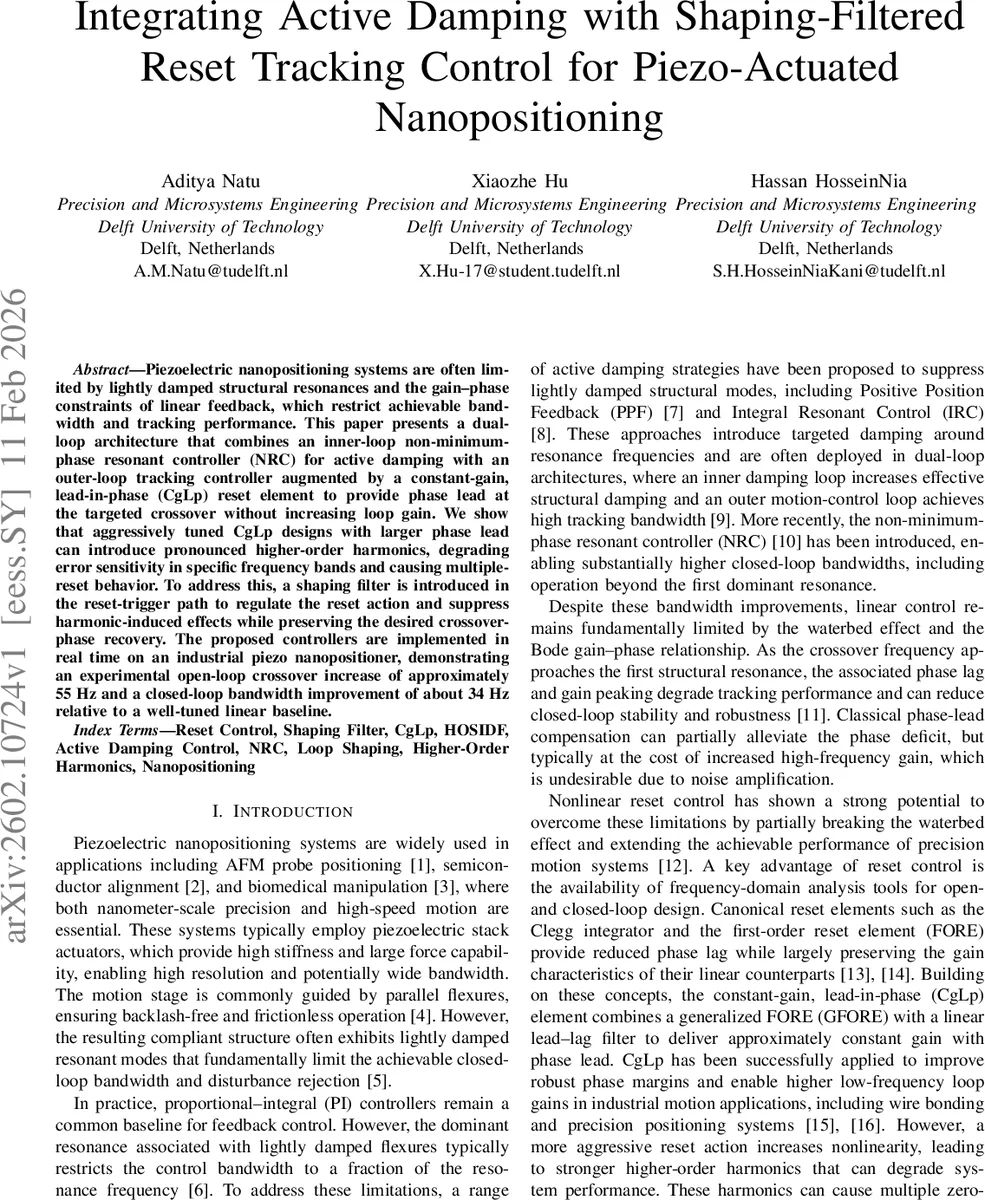Integrating Active Damping with Shaping-Filtered Reset Tracking Control for Piezo-Actuated Nanopositioning