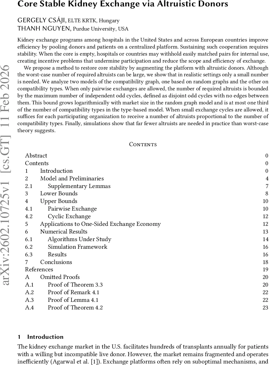 Core-Stable Kidney Exchange via Altruistic Donors