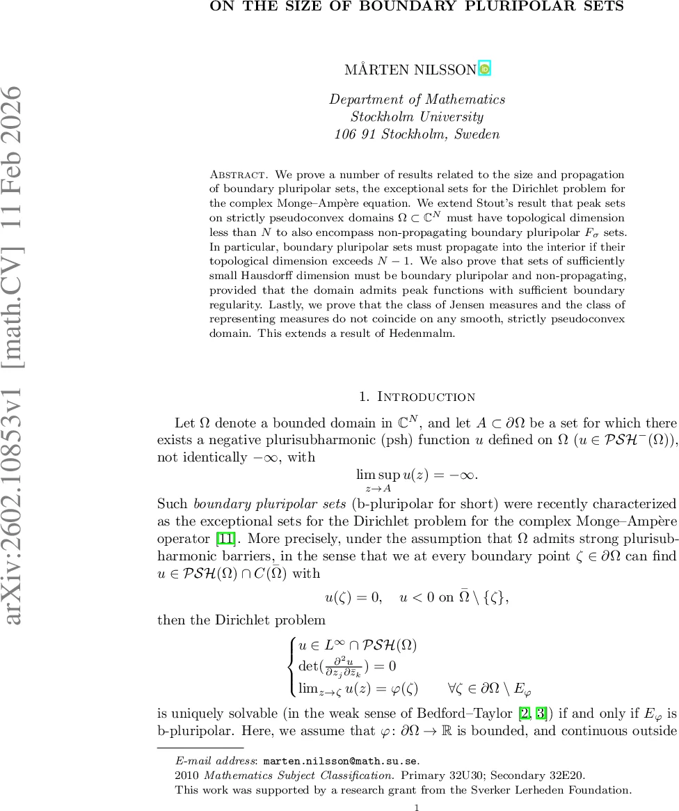 On the size of boundary pluripolar sets