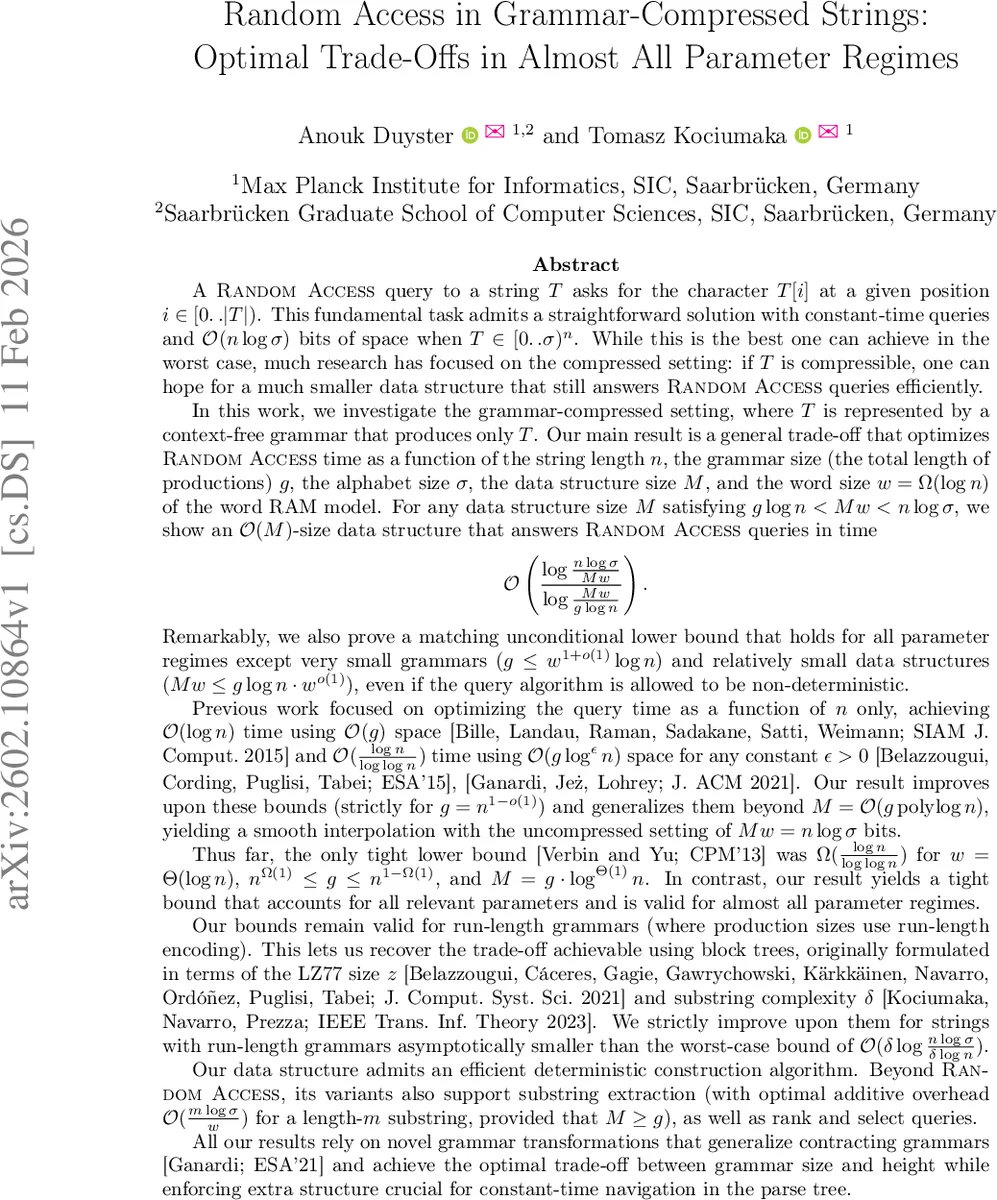 Random Access in Grammar-Compressed Strings: Optimal Trade-Offs in Almost All Parameter Regimes