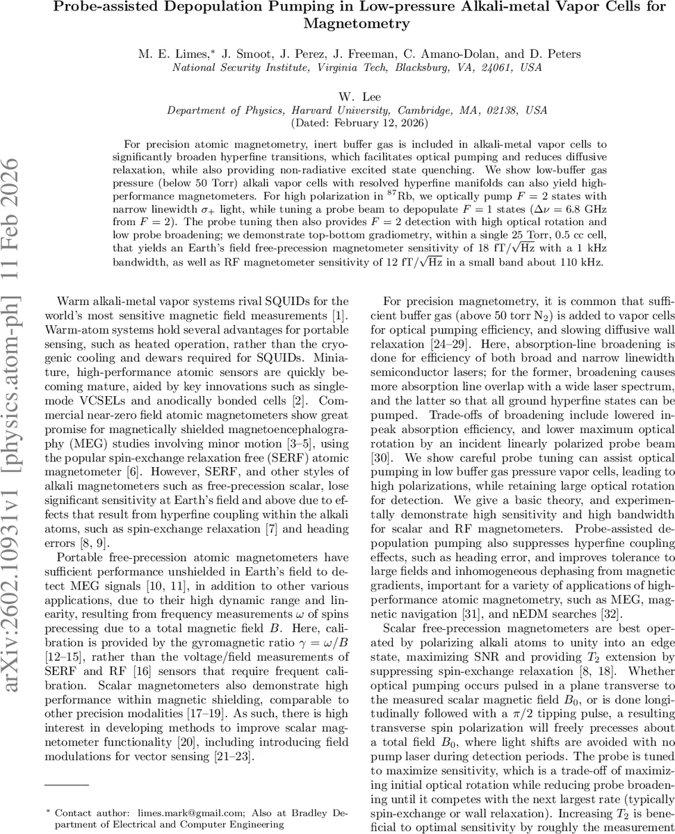 Probe-assisted Depopulation Pumping in Low-pressure Alkali-metal Vapor Cells for Magnetometry