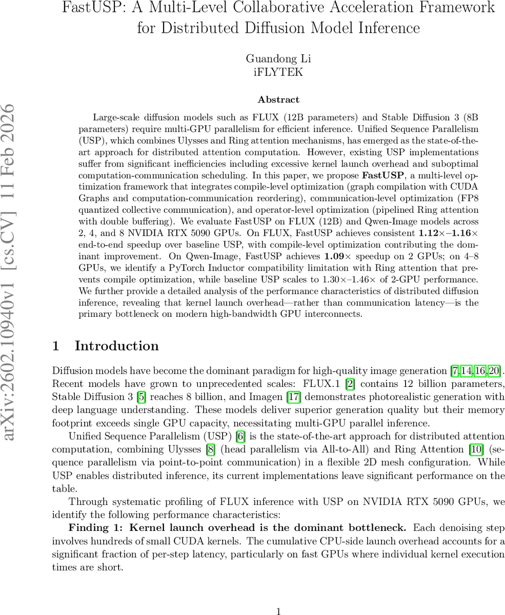 FastUSP: A Multi-Level Collaborative Acceleration Framework for Distributed Diffusion Model Inference