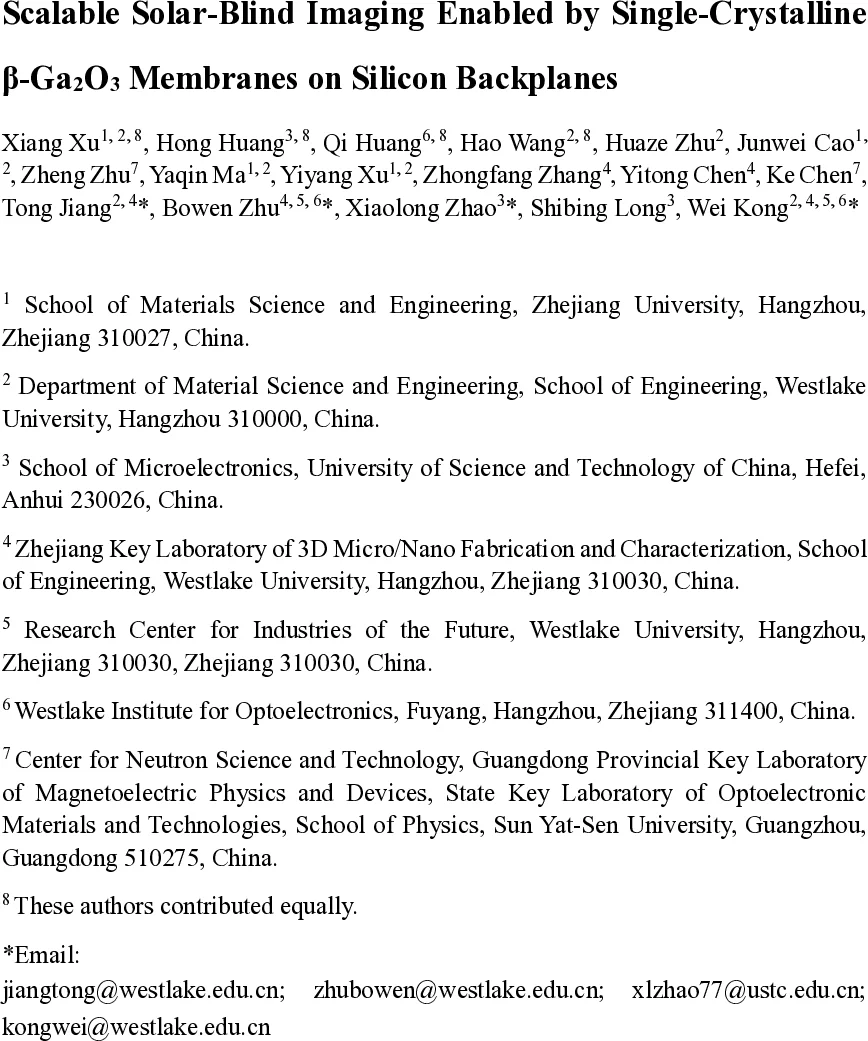 Scalable Solar-Blind Imaging Enabled by Single-Crystalline Beta-Ga2O3 Membranes on Silicon Backplanes