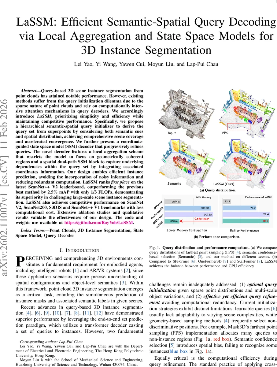 LaSSM: Efficient Semantic-Spatial Query Decoding via Local Aggregation and State Space Models for 3D Instance Segmentation