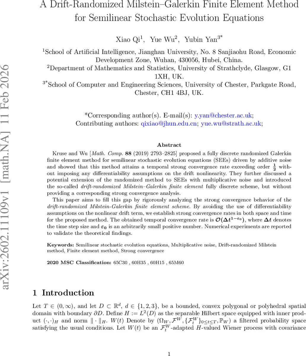 Drift-Randomized Milstein-Galerkin Finite Element Method for Semilinear Stochastic Evolution Equations