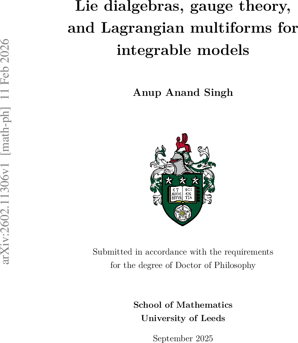 Lie dialgebras, gauge theory, and Lagrangian multiforms for integrable models