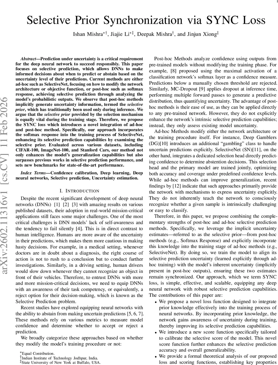 Selective Prior Synchronization via SYNC Loss