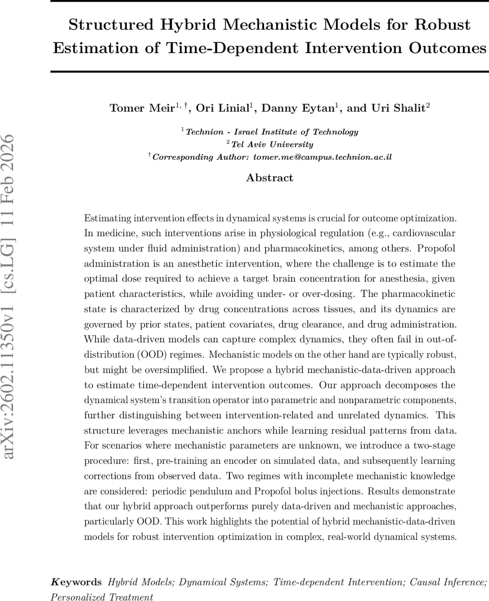 Structured Hybrid Mechanistic Models for Robust Estimation of Time-Dependent Intervention Outcomes