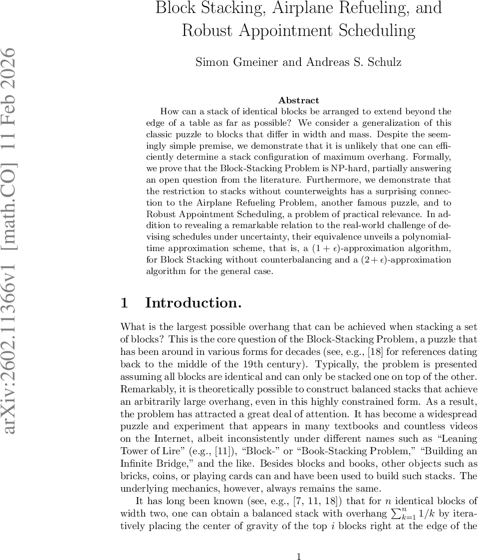 Block Stacking, Airplane Refueling, and Robust Appointment Scheduling