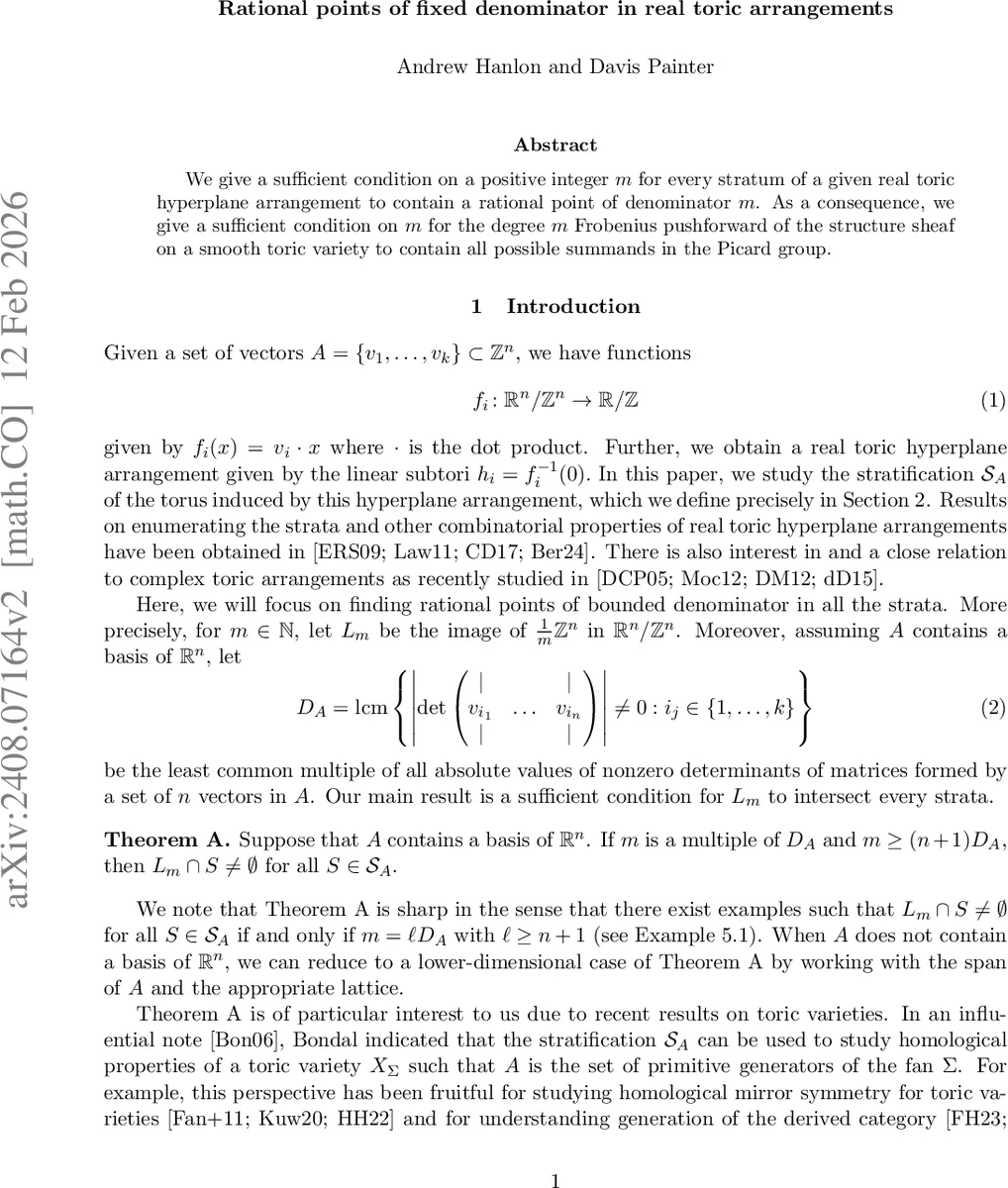 Rational points of fixed denominator in real toric arrangements