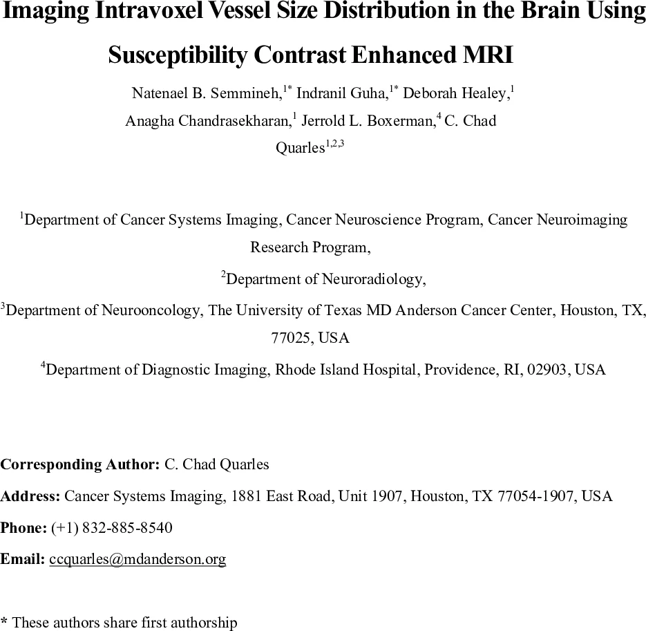 Imaging Intravoxel Vessel Size Distribution in the Brain Using Susceptibility Contrast Enhanced MRI