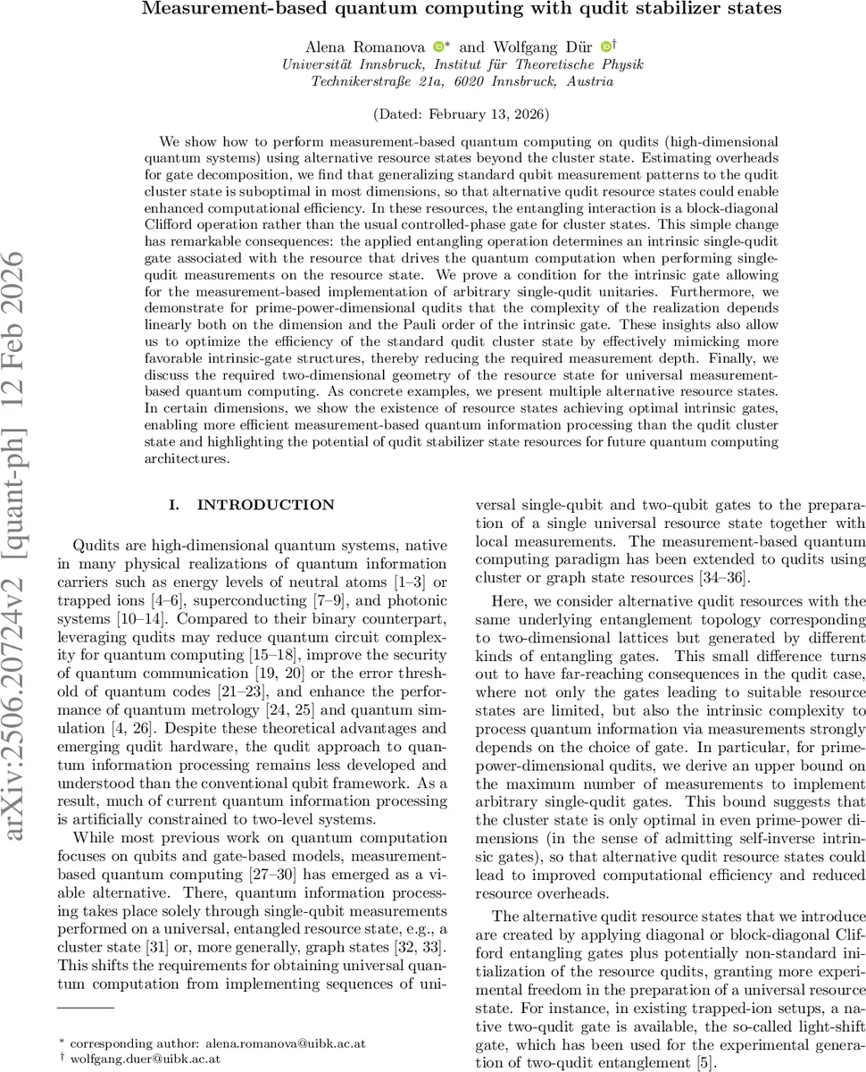 Measurement-based quantum computing with qudit stabilizer states