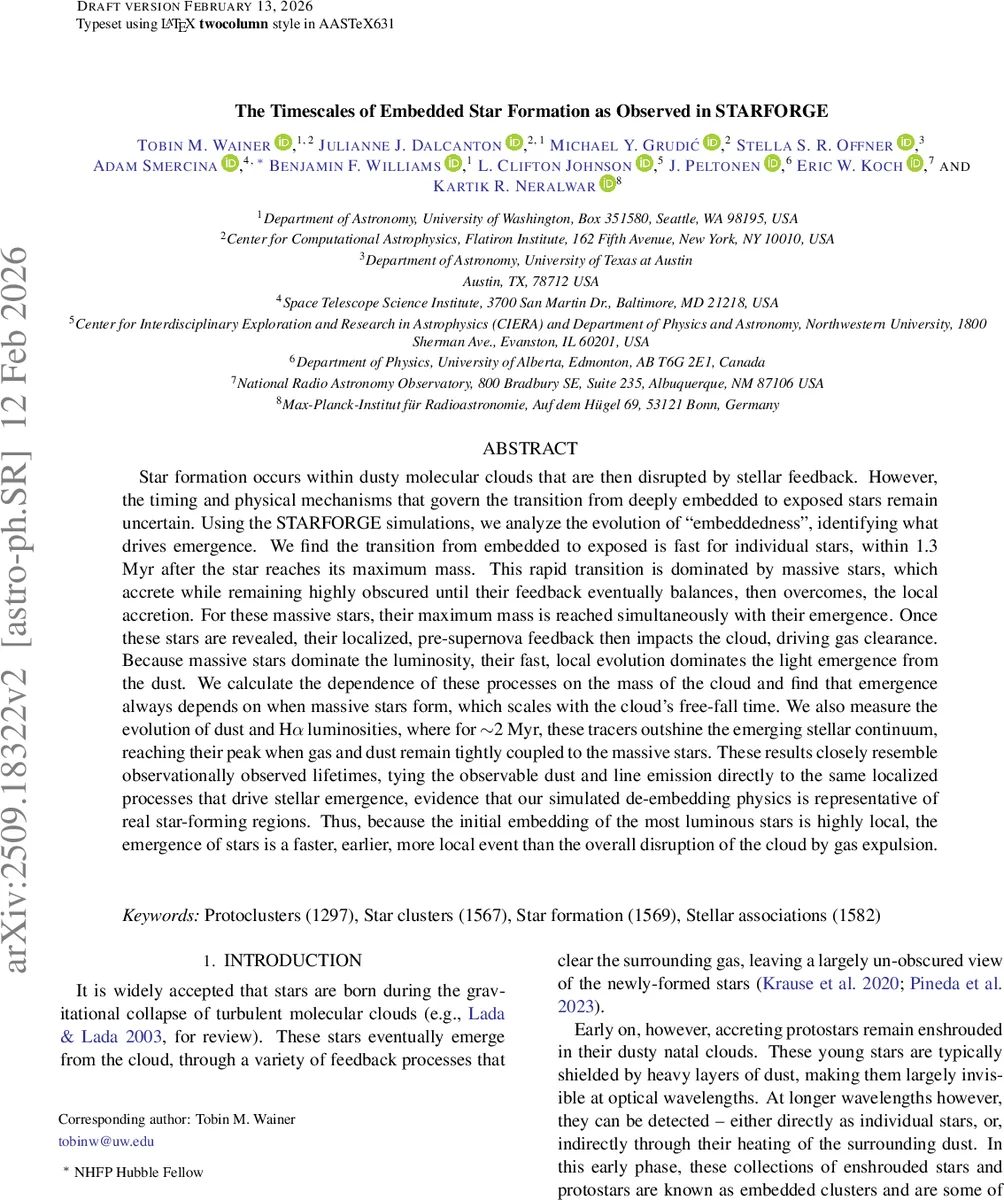 The Timescales of Embedded Star Formation as Observed in STARFORGE