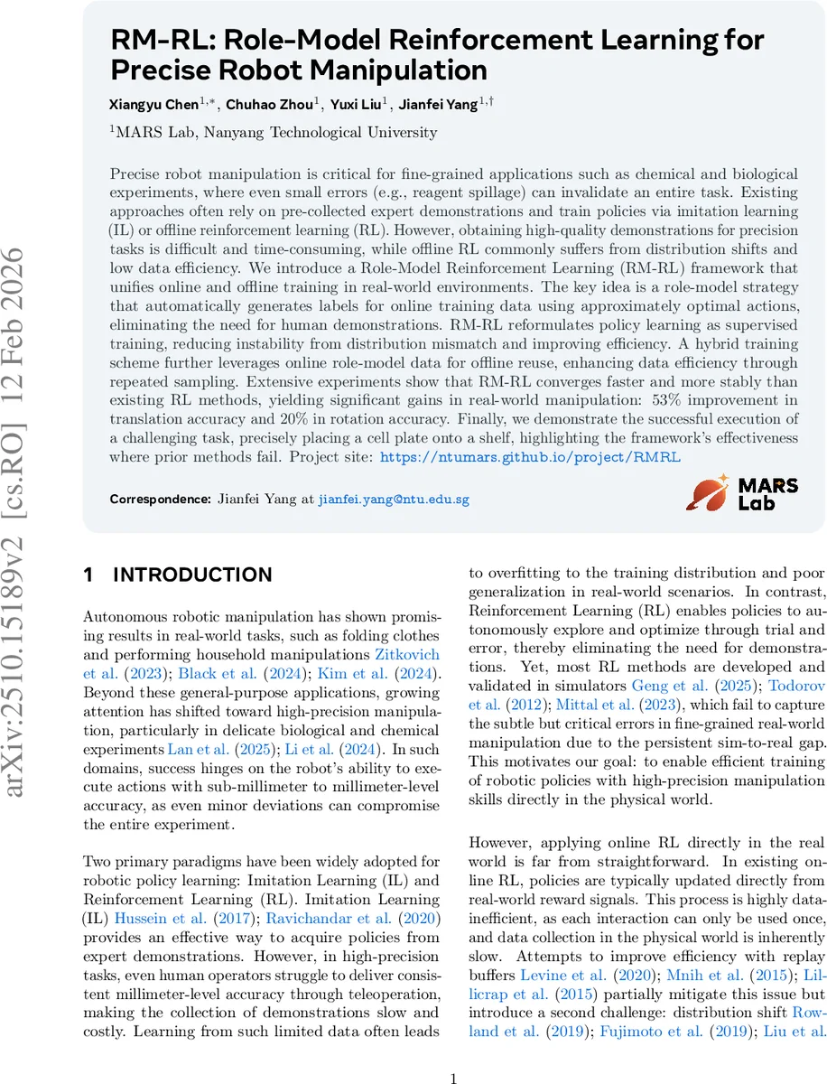 RM-RL: Role-Model Reinforcement Learning for Precise Robot Manipulation