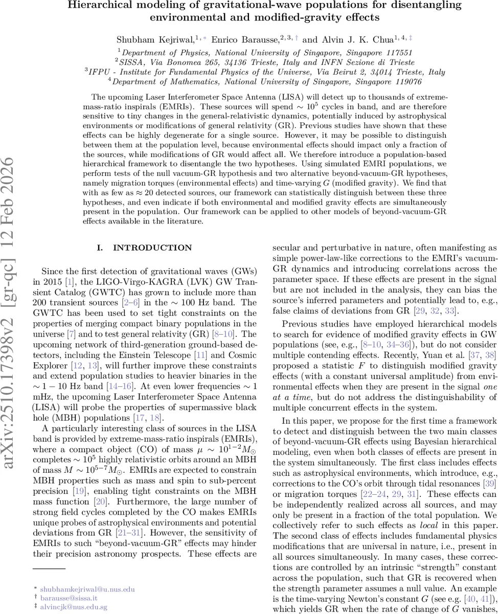 Hierarchical modeling of gravitational-wave populations for disentangling environmental and modified-gravity effects