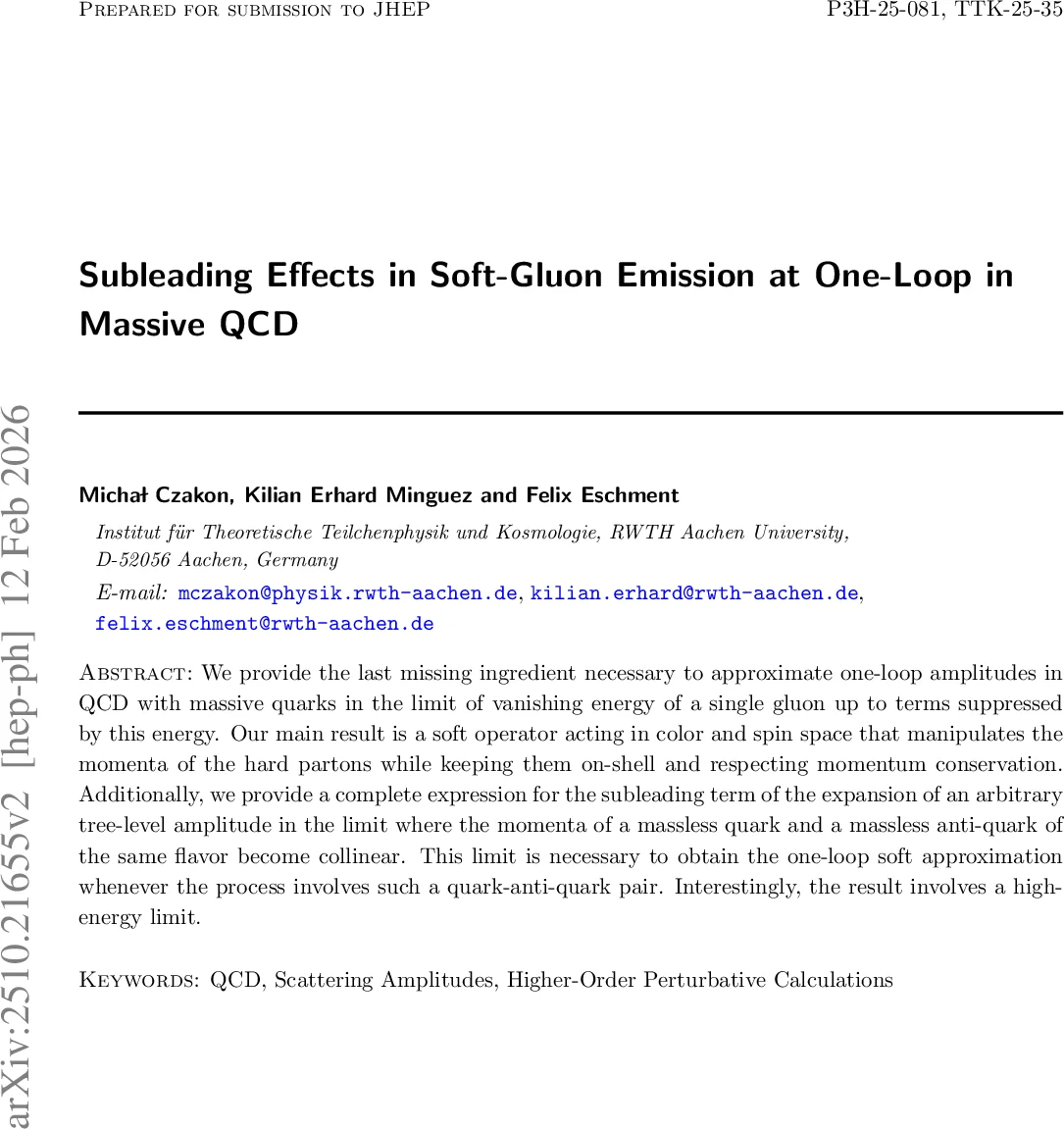 Subleading Effects in Soft-Gluon Emission at One-Loop in Massive QCD