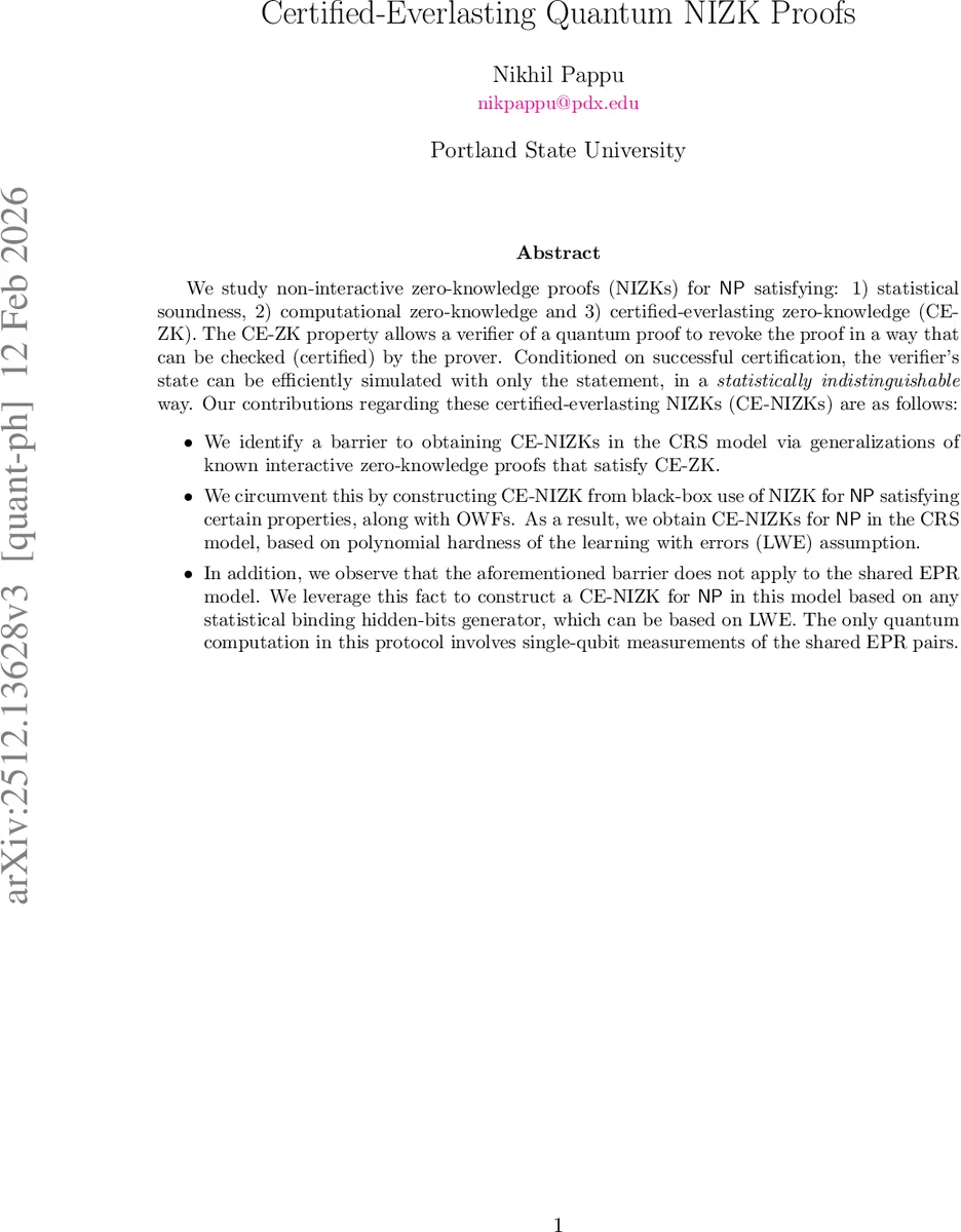 Certified-Everlasting Quantum NIZK Proofs